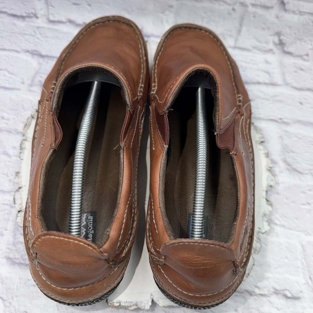 Patagonia Mens Cardon Skywalk Slip-On Size 14 Brown Leather Loafers Shoes - Picture 4 of 11